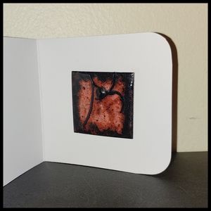 Black and Salmon Colored Abstract Brooch